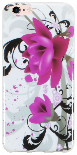 Apple iPhone 6 szilikon tok virágmintás rózsaszín