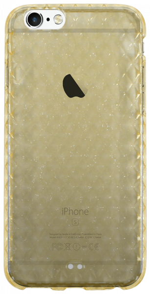 Apple iPhone 6 szilikon tok csillogós rombusz mintás átlátszó sárga