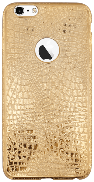 Apple iPhone 6 Plus szilikon tok logó kihagyós krokodilbőr mintás arany