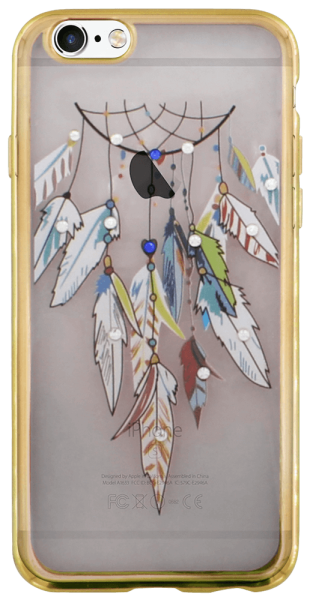 Apple iPhone 6 szilikon tok fémhatású keret arany/átlátszó