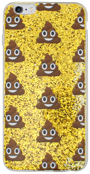 Apple iPhone 6 Plus kemény hátlap emoji mintás, flitteres arany