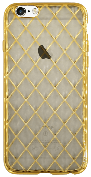 Apple iPhone 6S szilikon tok 3D rombusz mintás arany színű keret átlátszó