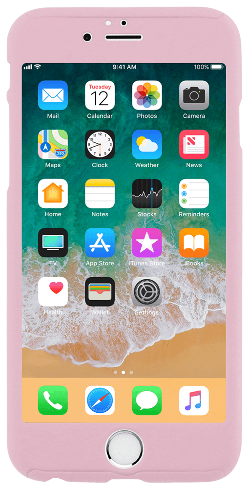 Apple iPhone 6S kemény hátlap logó kihagyós 360 ° védelem babarózsaszín