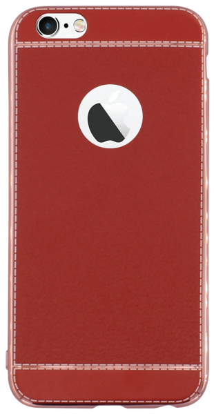 Apple iPhone 6 szilikon tok logónál átlátszó bőrhatású piros