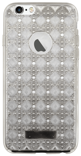Apple iPhone 6 szilikon tok logónál átlátszó rombusz mintás átlátszó/ezüst