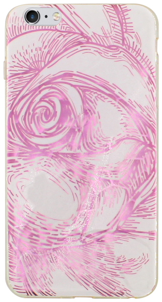 Apple iPhone 6 Plus szilikon tok rózsaszín rózsa mintás fehér