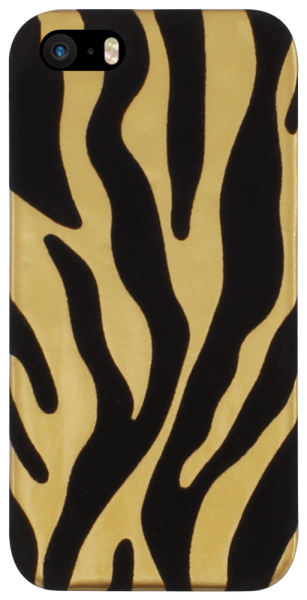 Apple iPhone 5S kemény hátlap szőrmés zebra mintás fekete/arany