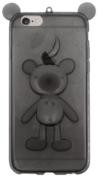 Apple iPhone 6S szilikon tok maci mintás fülekkel füstszínű