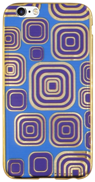 Apple iPhone 6 szilikon tok arany kockaminta kék