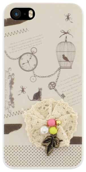 Apple iPhone 5S kemény hátlap csipkével bézs