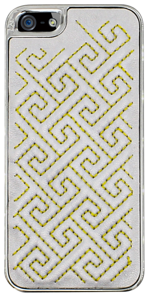 Apple iPhone 5 kemény hátlap varrás mintás ezüst