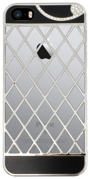 Apple iPhone SE (2016) kemény hátlap 3D rács minta fekete/ezüst