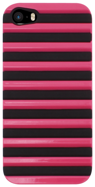 Apple iPhone SE (2016) kemény hátlap 3D rács minta fekete/rózsaszín