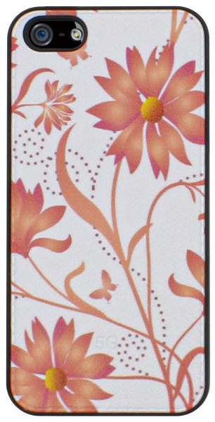 Apple iPhone 5 kemény hátlap virágmintás fehér/piros