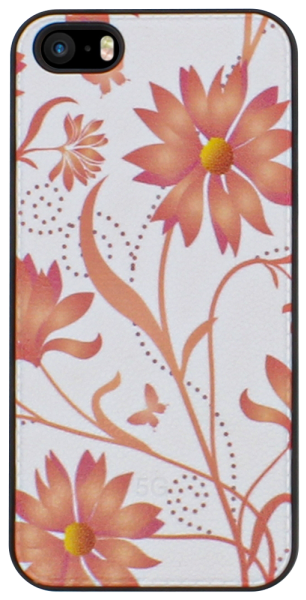 Apple iPhone 5S kemény hátlap virágmintás fehér/piros
