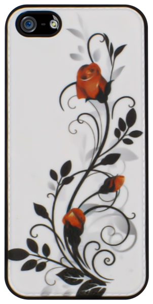 Apple iPhone 5 kemény hátlap virágmintás fekete/fehér