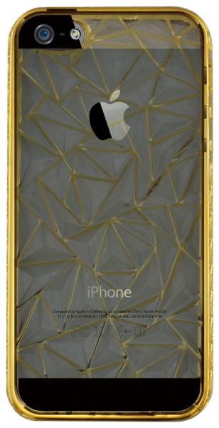 Apple iPhone 5 szilikon tok 3D gyémánt mintás, díszes kerettel arany/átlátszó