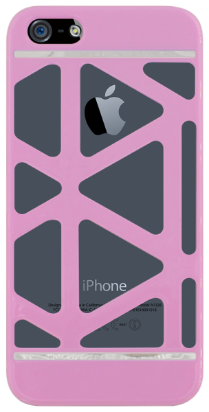 Apple iPhone 5S kemény hátlap háromszög kivágásokkal rózsaszín