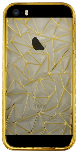 Apple iPhone 5S szilikon tok 3D gyémánt mintás, díszes kerettel arany/átlátszó