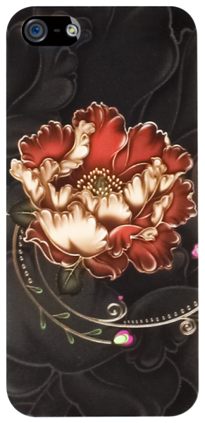 Apple iPhone 5 kemény hátlap virágmintás fekete