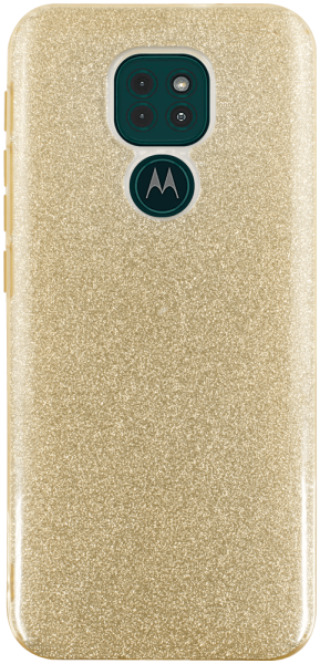 Motorola Moto E7 Plus szilikon tok kivehető ezüst csillámporos réteg halvány sárga
