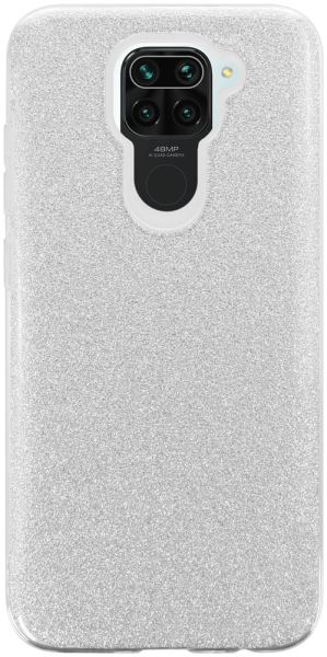 Xiaomi Redmi Note 9 szilikon tok kivehető ezüst csillámporos réteg átlátszó