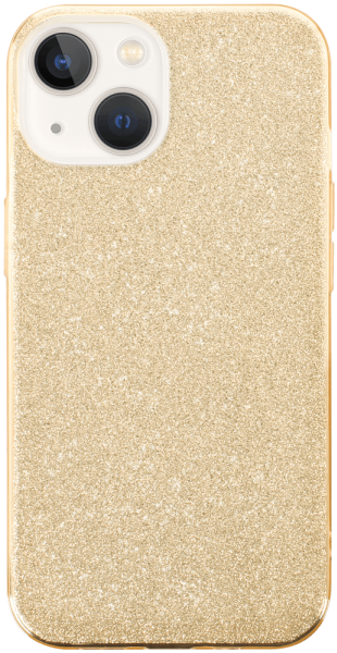 Apple iPhone 13 szilikon tok kivehető ezüst csillámporos réteg halvány sárga