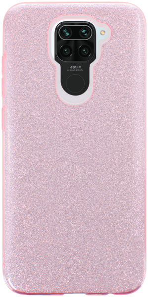 Xiaomi Redmi Note 9 szilikon tok kivehető ezüst csillámporos réteg halvány rózsaszín