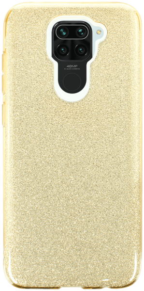 Xiaomi Redmi Note 9 szilikon tok kivehető ezüst csillámporos réteg halvány sárga