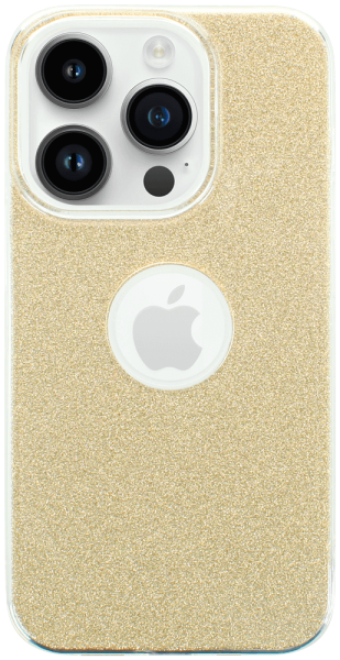 Apple iPhone 14 Pro szilikon tok csillogó hátlap logó kihagyós arany