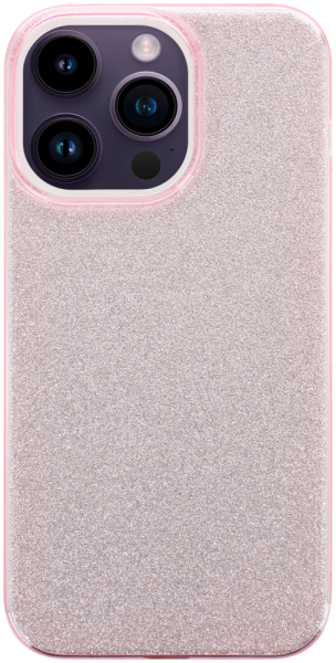 Apple iPhone 14 Pro Max szilikon tok kivehető ezüst csillámporos réteg halvány rózsaszín