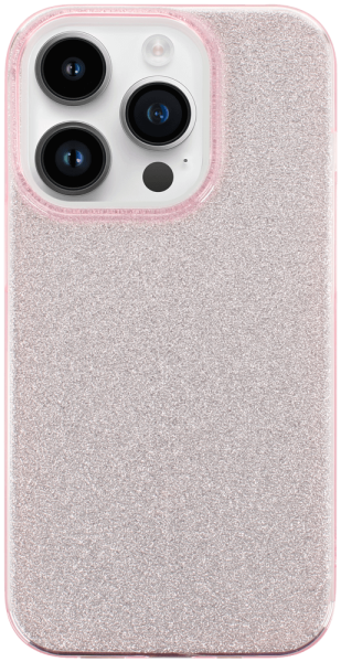 Apple iPhone 14 Pro szilikon tok kivehető ezüst csillámporos réteg halvány rózsaszín