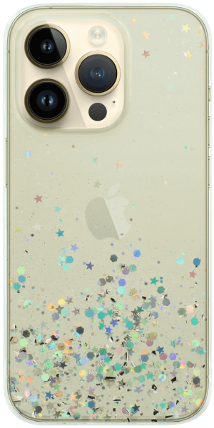 Apple iPhone 14 Pro kemény hátlap szilikon kerettel flitteres átlátszó