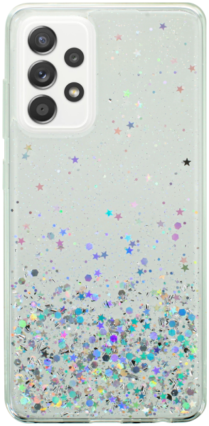 Samsung Galaxy A52s 5G (SM-A528B) kemény hátlap szilikon kerettel flitteres átlátszó