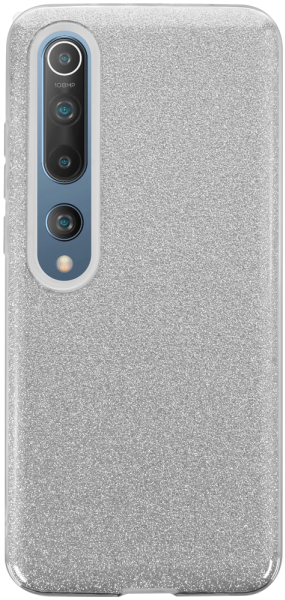 Xiaomi Mi 10 Pro 5G szilikon tok kivehető ezüst csillámporos réteg átlátszó