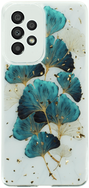 Samsung Galaxy A33 5G (SM-A336) kemény hátlap kameravédővel Gold Glam Leaves