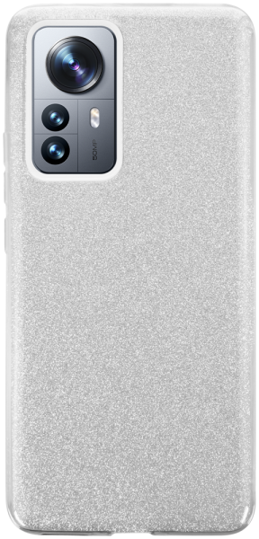 Xiaomi 12 Pro szilikon tok kivehető ezüst csillámporos réteg átlátszó