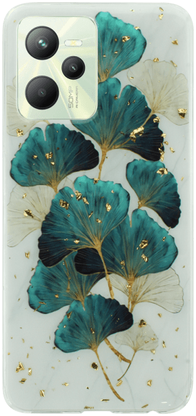 Realme C35 kemény hátlap Gold Glam Leaves