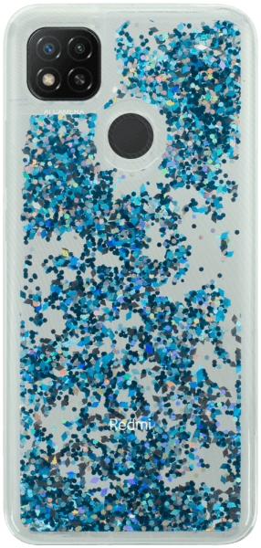 Xiaomi Redmi 9C NFC szilikon tok gyári Liquid Sparkle kék/ezüst