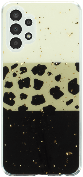 Samsung Galaxy A13 4G (SM-A135F) kemény hátlap kameravédővel Gold Glam Leopard