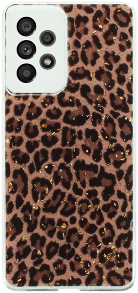 Samsung Galaxy A73 5G (SM-A736B) kemény hátlap kameravédővel Gold Glam Leopard