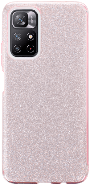 Xiaomi Redmi Note 11S 5G szilikon tok kivehető ezüst csillámporos réteg halvány rózsaszín