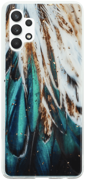 Samsung Galaxy A32 4G (SM-A325F) kemény hátlap Gold Glam Feathers
