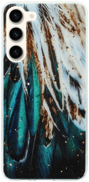 Samsung Galaxy S23 Plus (SM-S916B) kemény hátlap Gold Glam Feathers