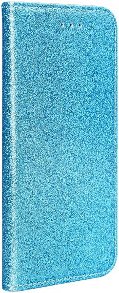 Samsung Galaxy S20 5G (SM-G981F) oldalra nyíló flipes bőrtok csillámos kék