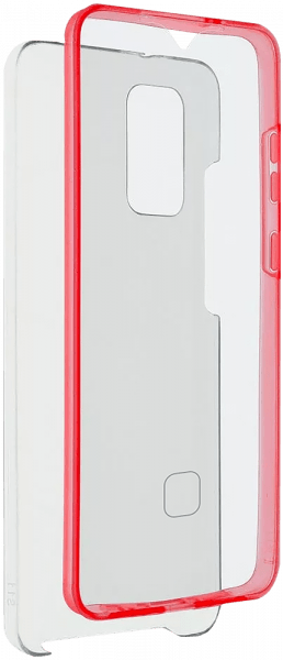 Samsung Galaxy S20 5G (SM-G981F) kemény hátlap szilikon előlap piros kerettel 360° védelem átlátszó