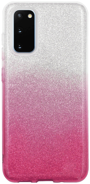 Samsung Galaxy S20 5G (SM-G981F) szilikon tok csillogó hátlap rózsaszín/ezüst
