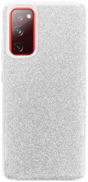 Samsung Galaxy S20 FE 5G szilikon tok kivehető ezüst csillámporos réteg átlátszó