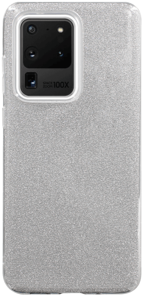 Samsung Galaxy S20 Ultra 5G (SM-G988B) szilikon tok kivehető ezüst csillámporos réteg átlátszó