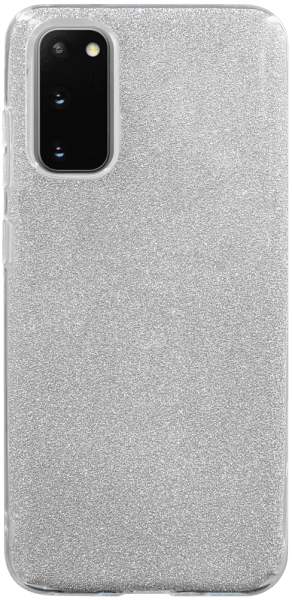 Samsung Galaxy S20 5G (SM-G981F) szilikon tok kivehető ezüst csillámporos réteg átlátszó